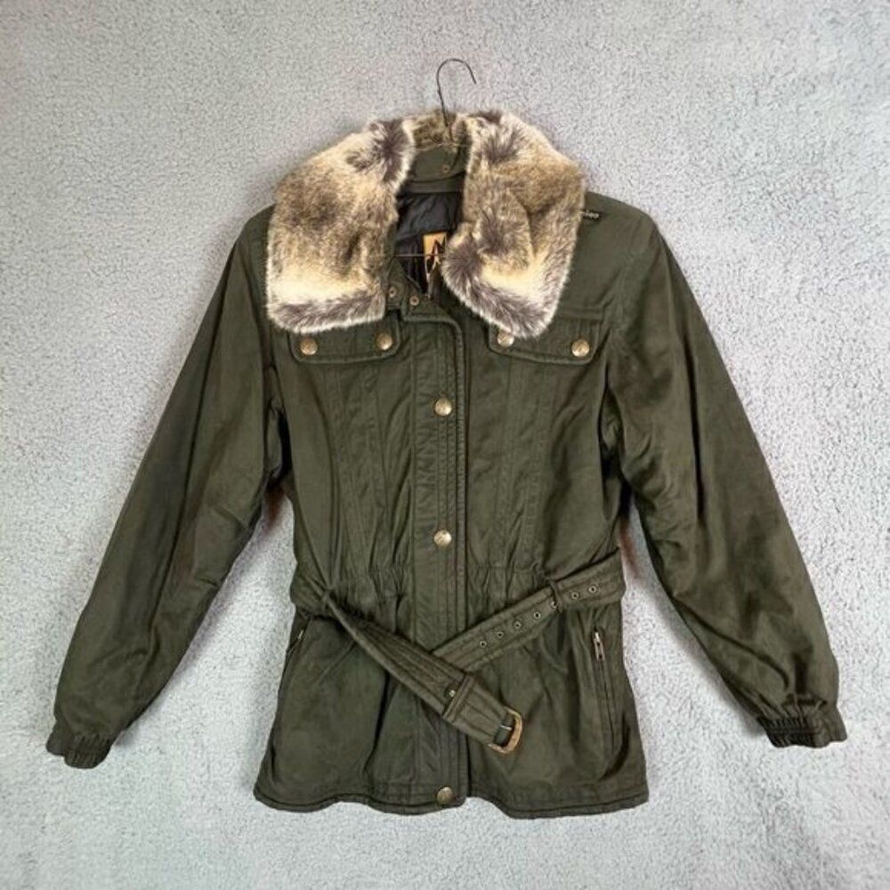 SKEA WOMENS FAUX SUEDE/VELVET AND FUR SKI JACKET SIZE 10 GREEN - Picture 14 of 14